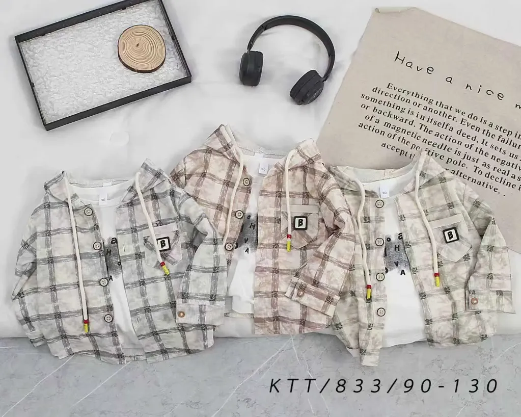 满印格子口袋B标连帽开衫