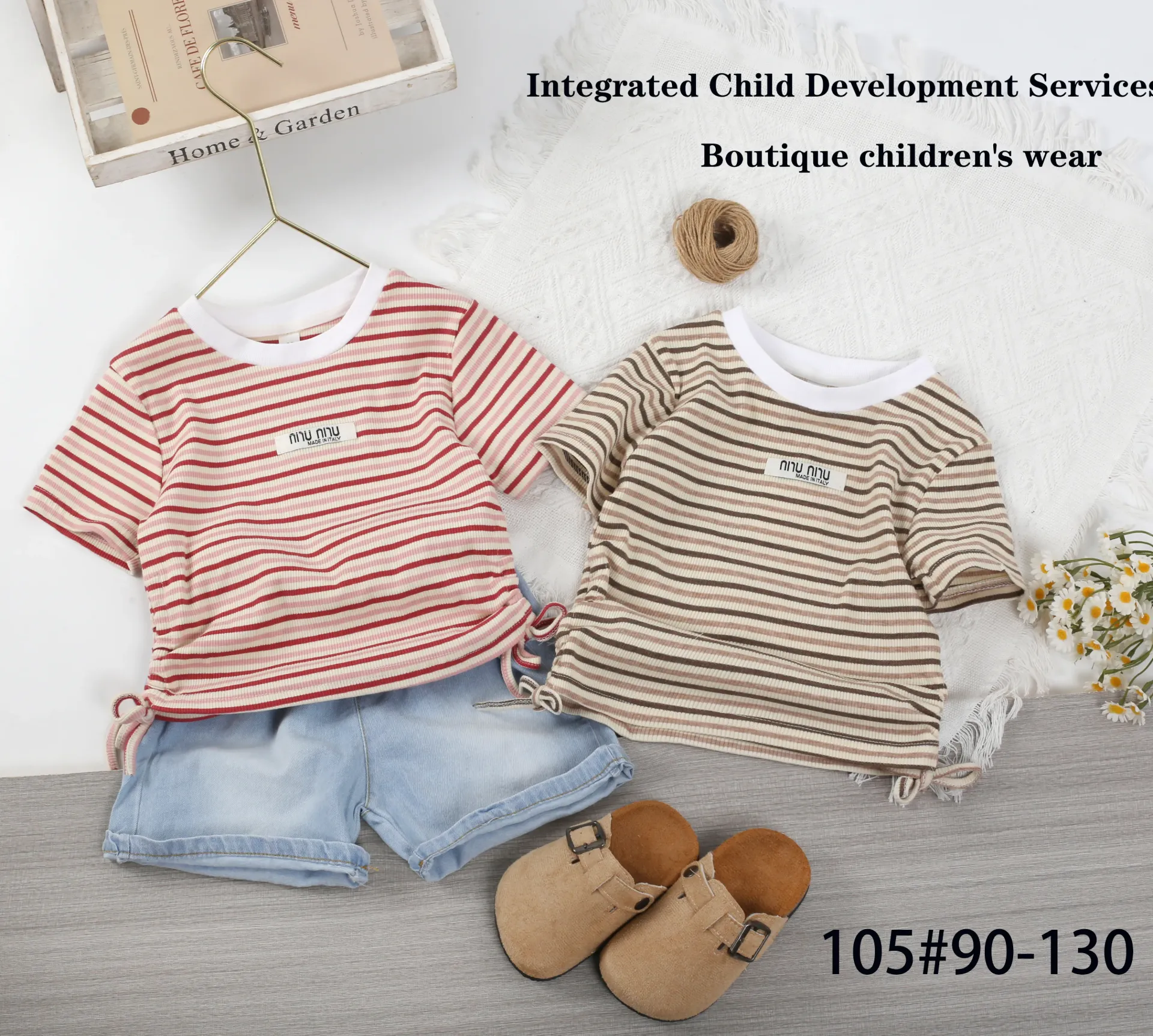 nnunnu条纹短袖二件套