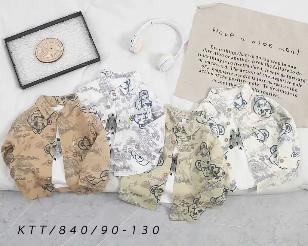 满印X眼熊头衬衫