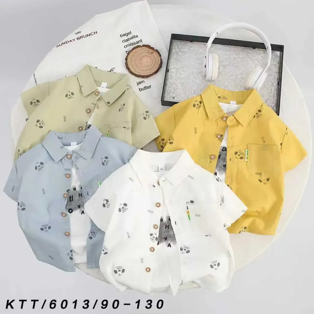 满印大耳朵小狗短袖衬衫