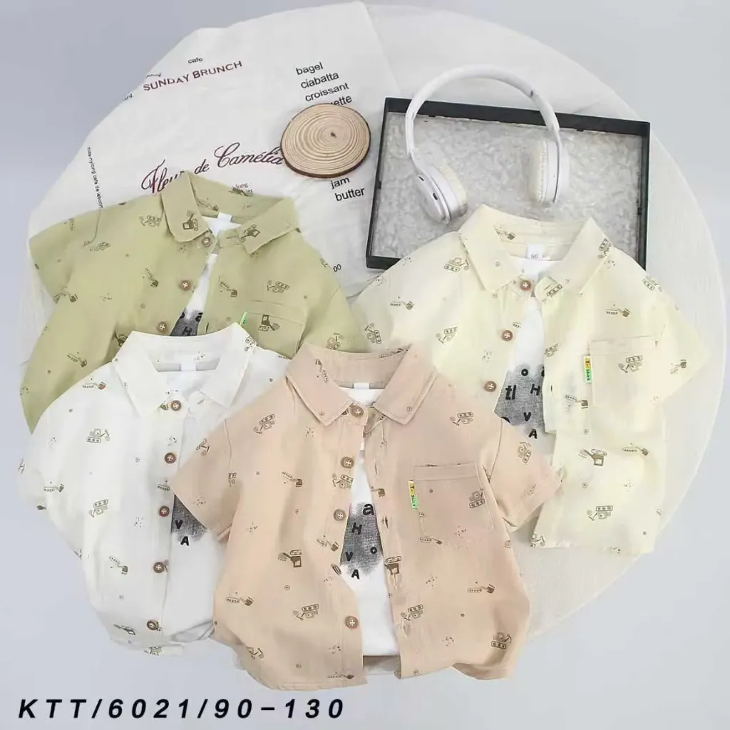 满印挖掘机短袖衬衫