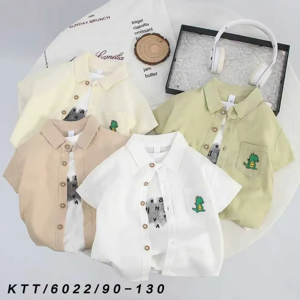 口袋恐龙短袖衬衫