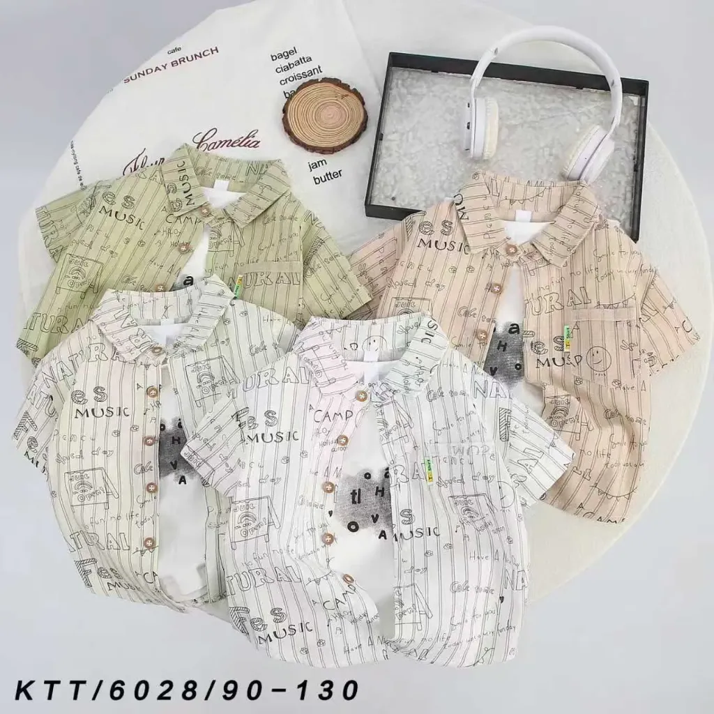 满印MUSIC画板短袖衬衫