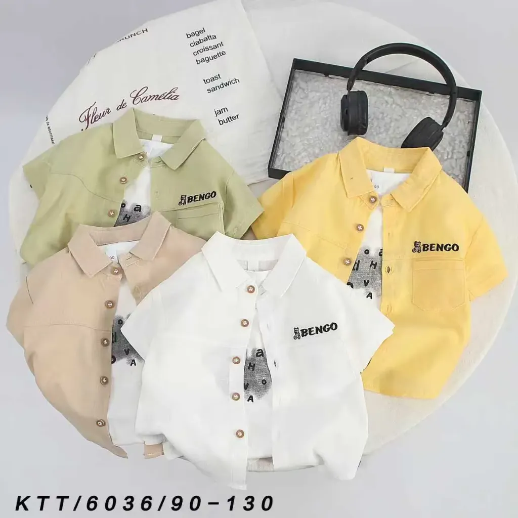 口袋上BENGO短袖衬衫