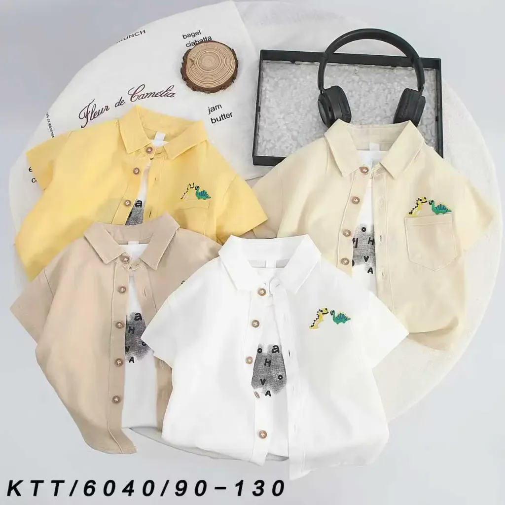 口袋上二恐龙短袖衬衫