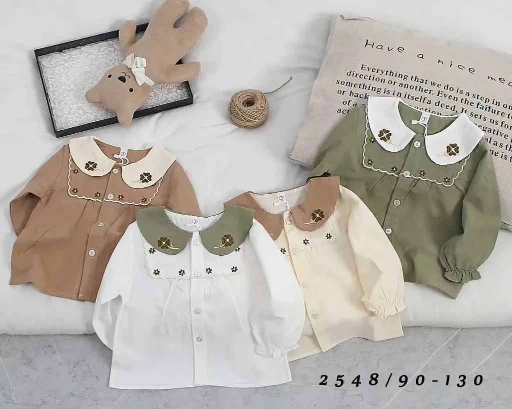 [250162548115] 二花拼色领衬衫 (白色)