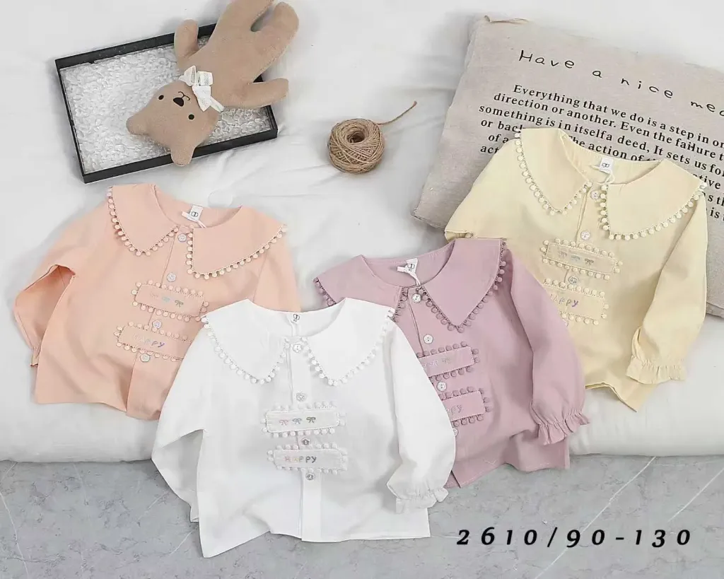 门襟happy蝴蝶结衬衫