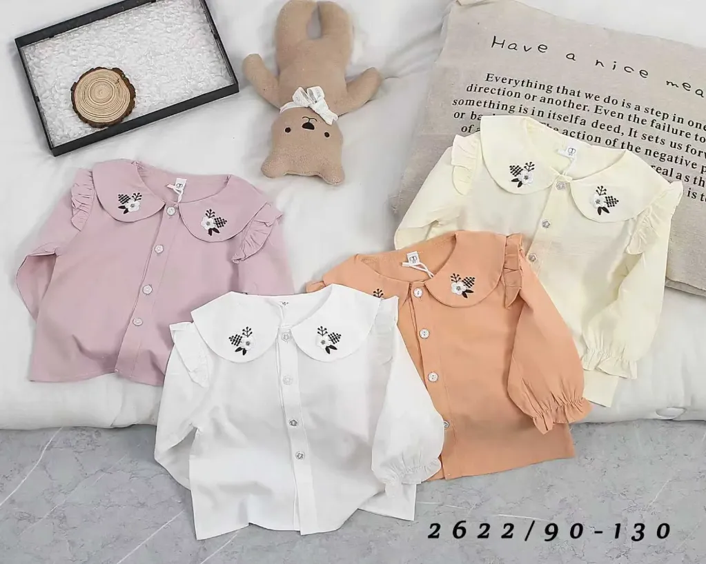 领二花插肩褶边衬衫