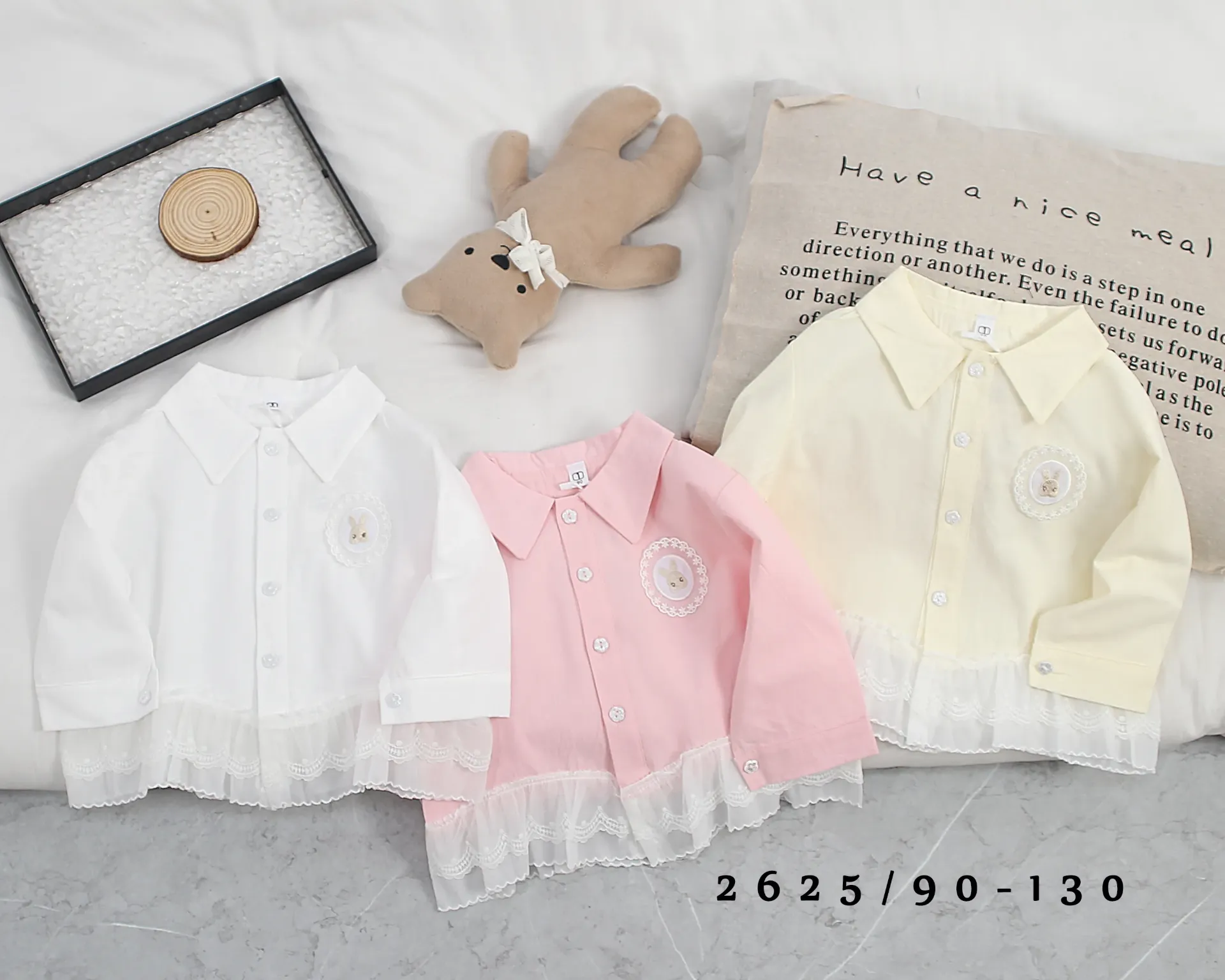 [250162625315] 一兔花边标衬衫 (白色)