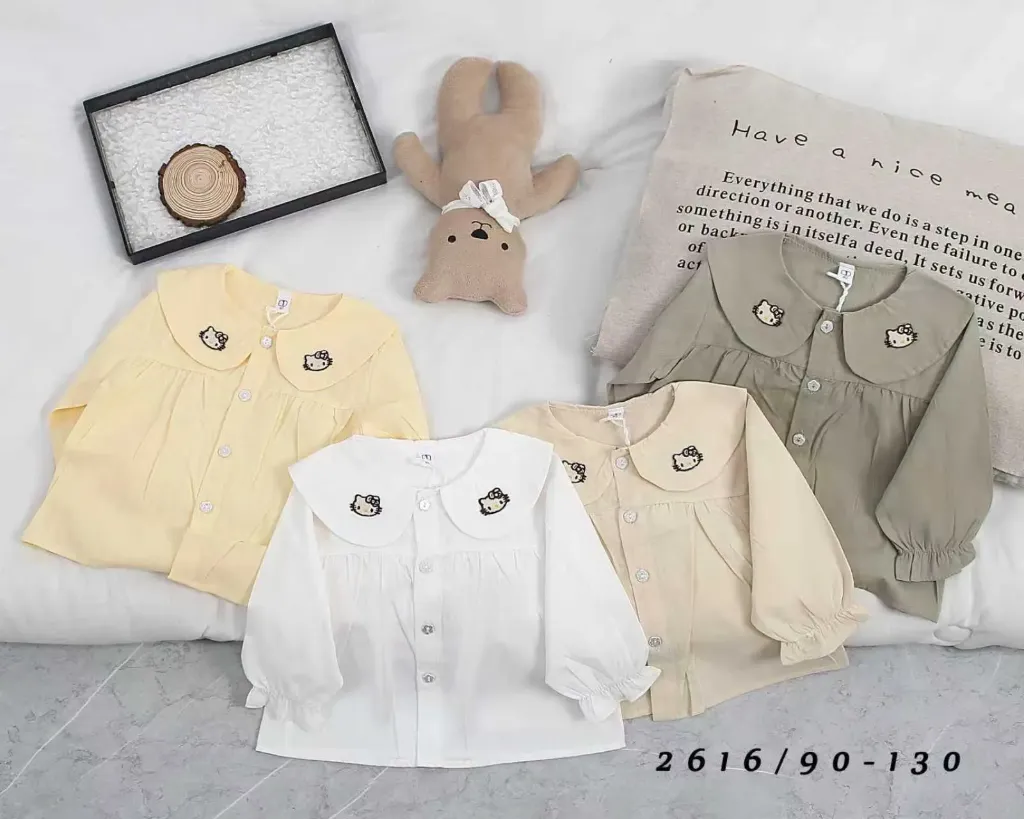 [250162616115] 领绣二kitty衬衫 (白色)