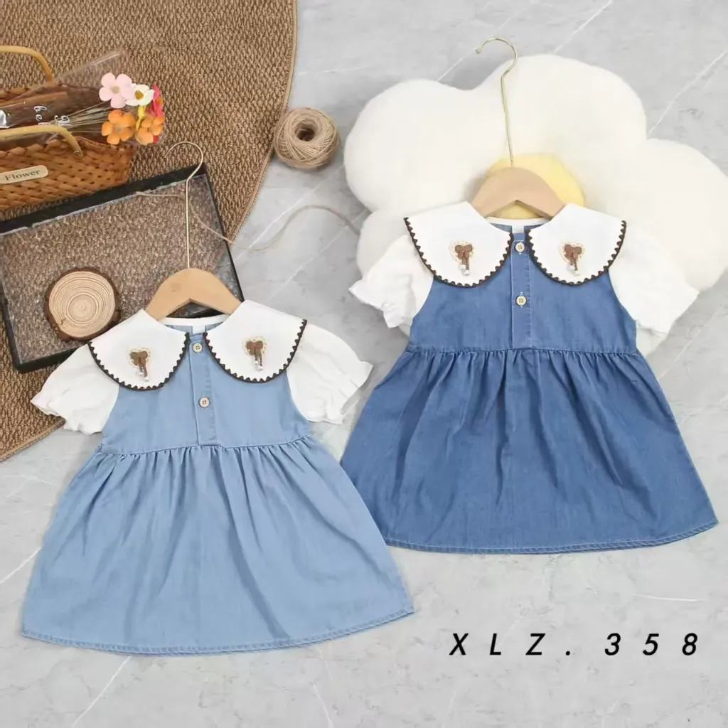 二扣领二爱心牛仔裙