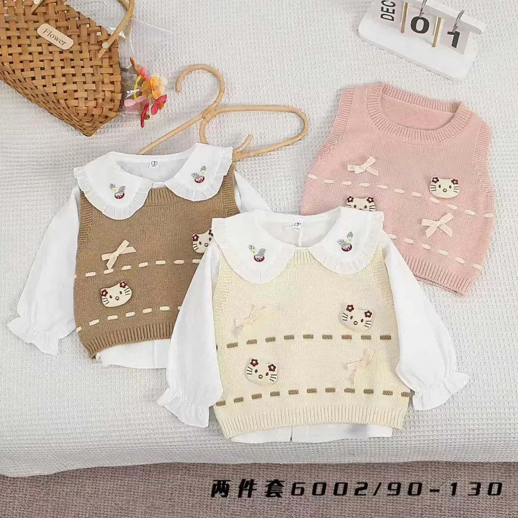 二立体Kitty猫头毛衣二件套