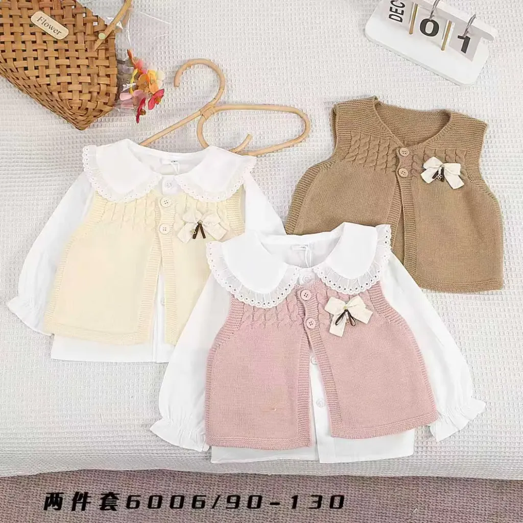 二扣毛衣大蝴蝶结二件套