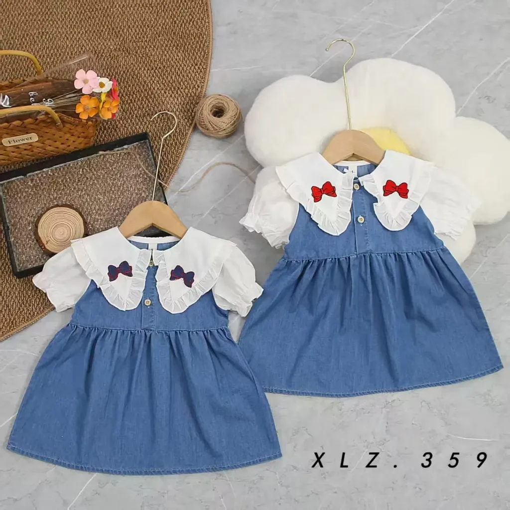 二扣领二爱心牛仔裙