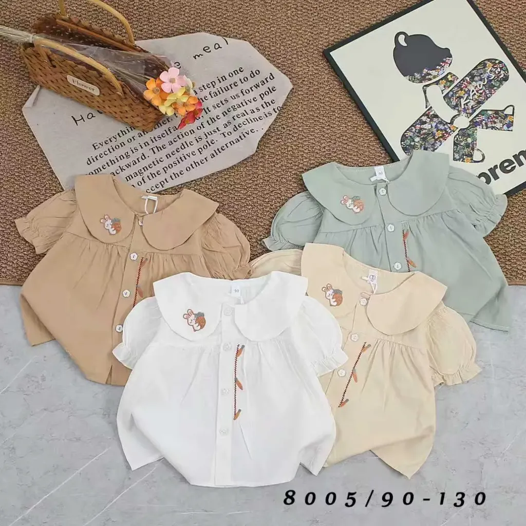 [250168005213] 领绣兔子抱萝卜衬衫 (白色)