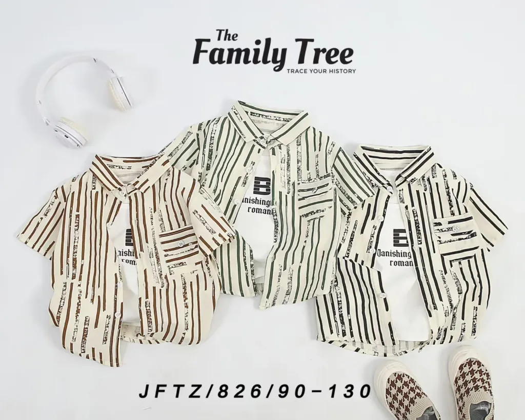 满印条纹口袋横条衬衫