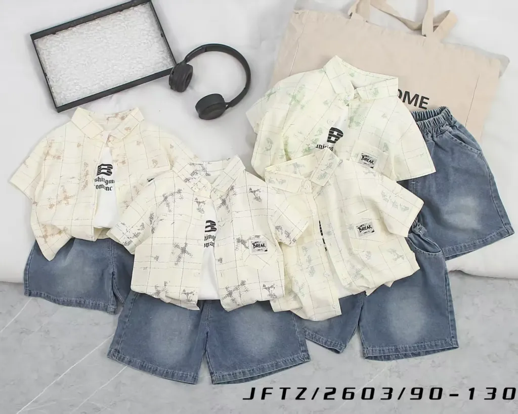 满印墨X短袖衬衫二件套