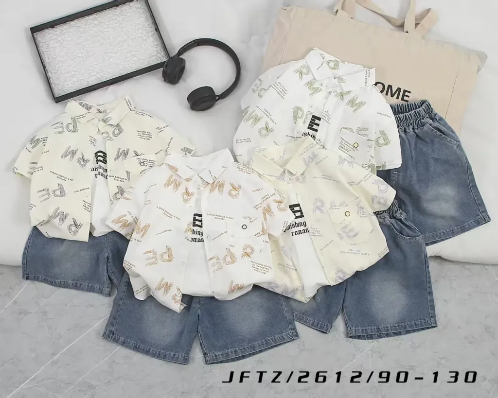 满印PE/RM短袖衬衫二件套