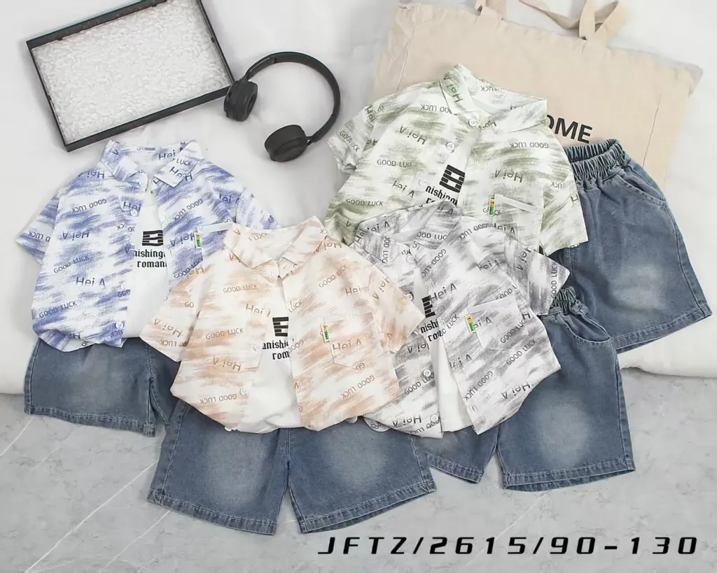 满印墨痕HeiA短袖衬衫二件套