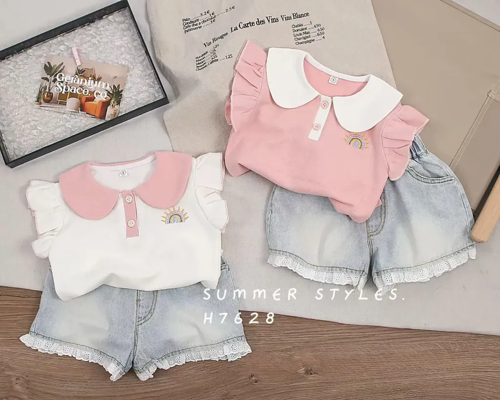 二扣彩虹太阳短袖二件套