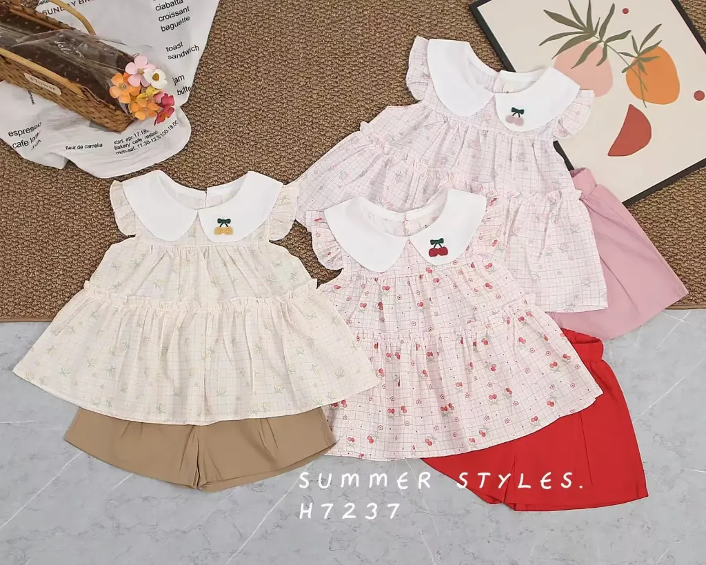 樱桃花点裙子二件套