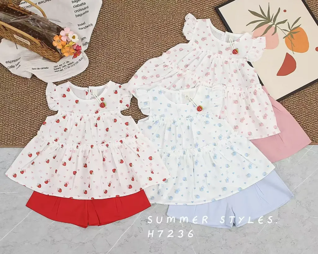 草莓爱心花裙子二件套