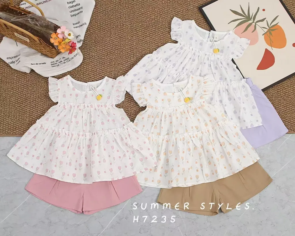 满印一枝花裙子二件套