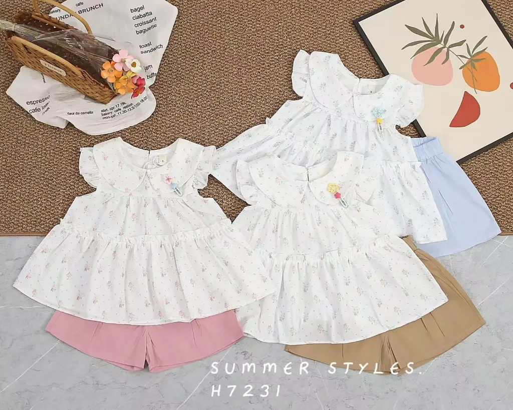 满印花叶裙子二件套