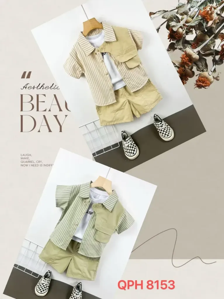 独立口袋条纹衬衫二件套