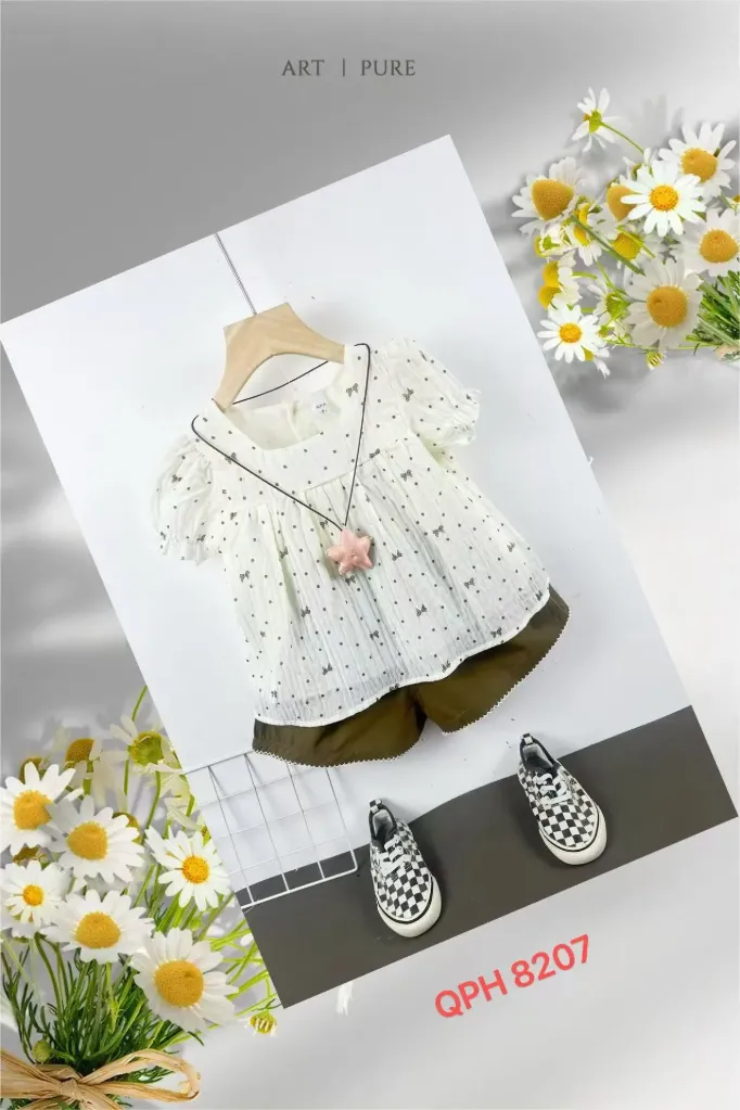 印蝴蝶结点饰品星星短袖二件套