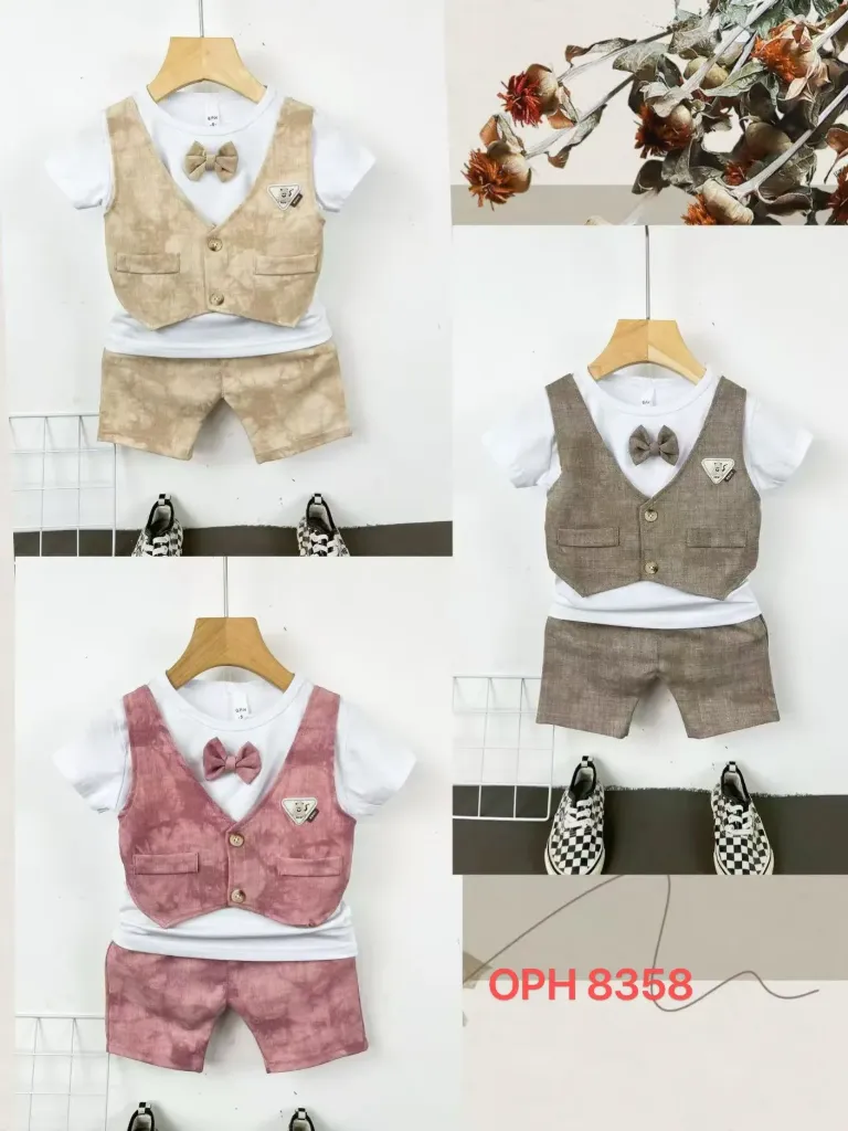 卡通三角标马甲短袖二件套