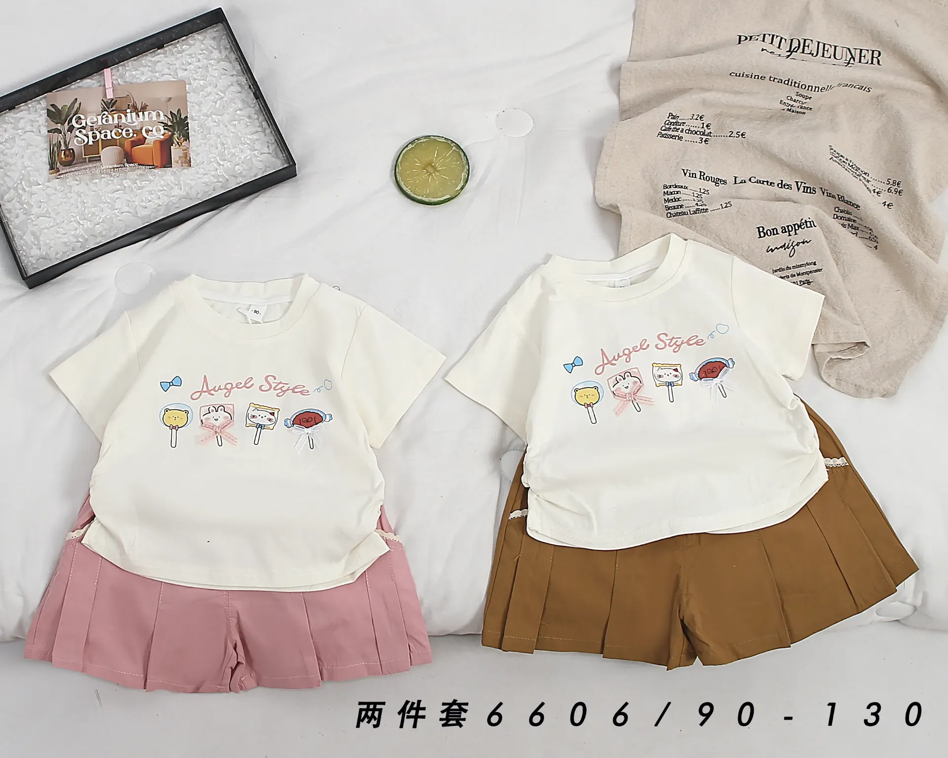 [250296606125] AugeeStyee四棒棒糖短袖二件套 (浅粉色)