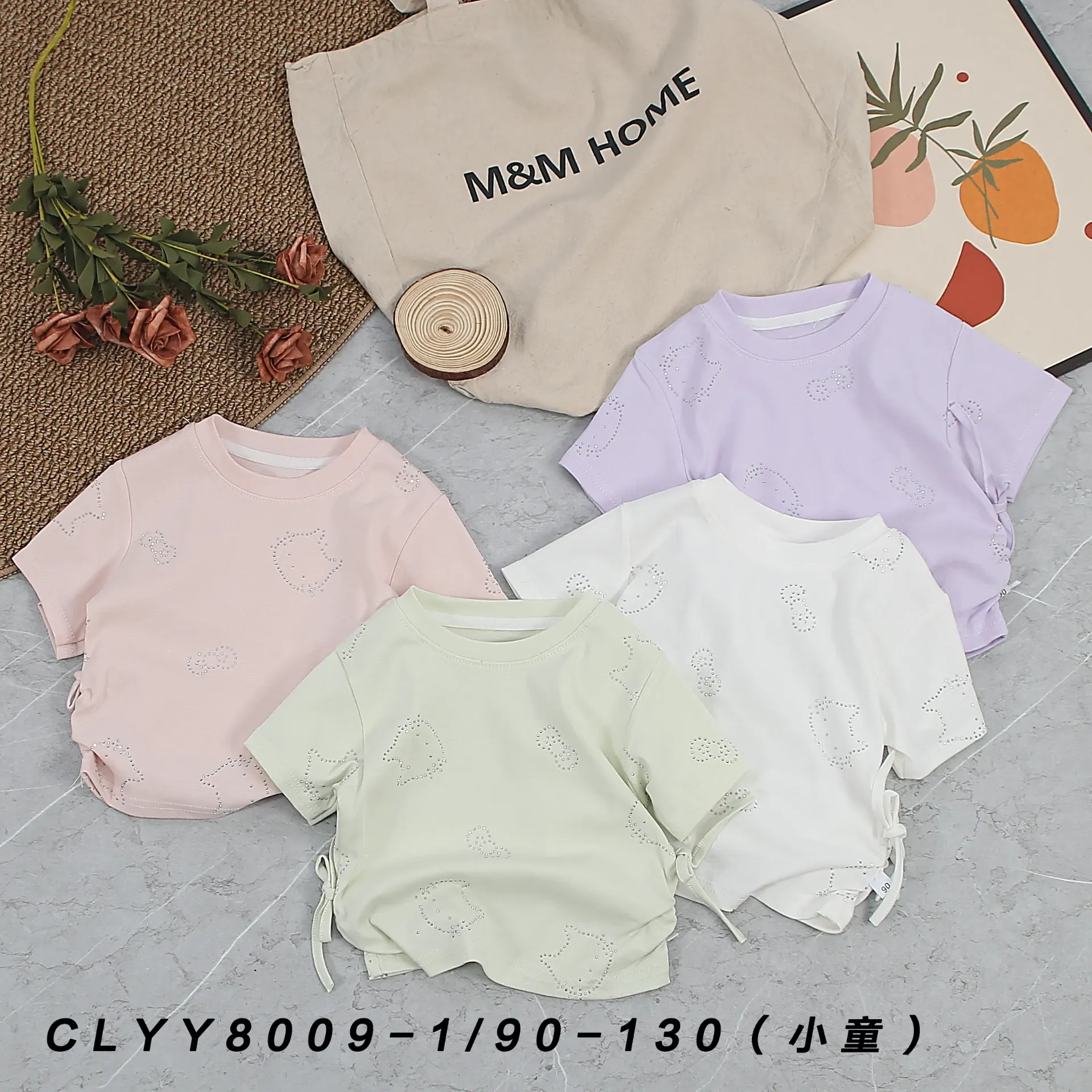 猫头蝴蝶结烫钻短袖