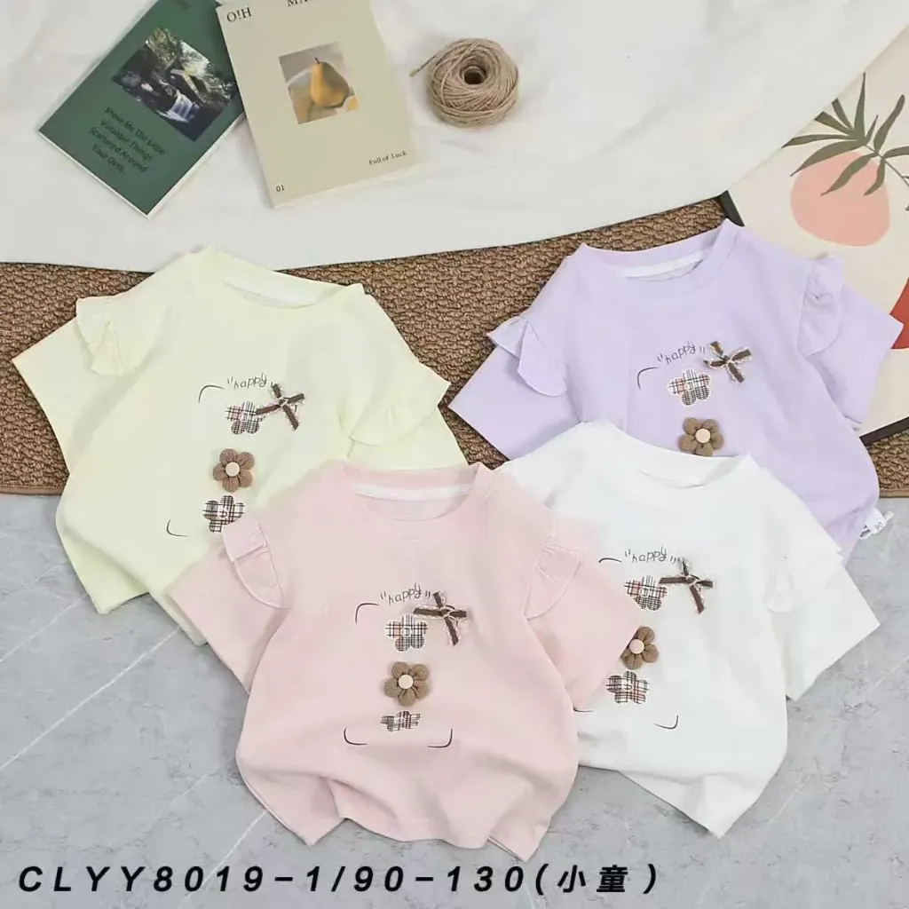 三花蝴蝶结happy短袖