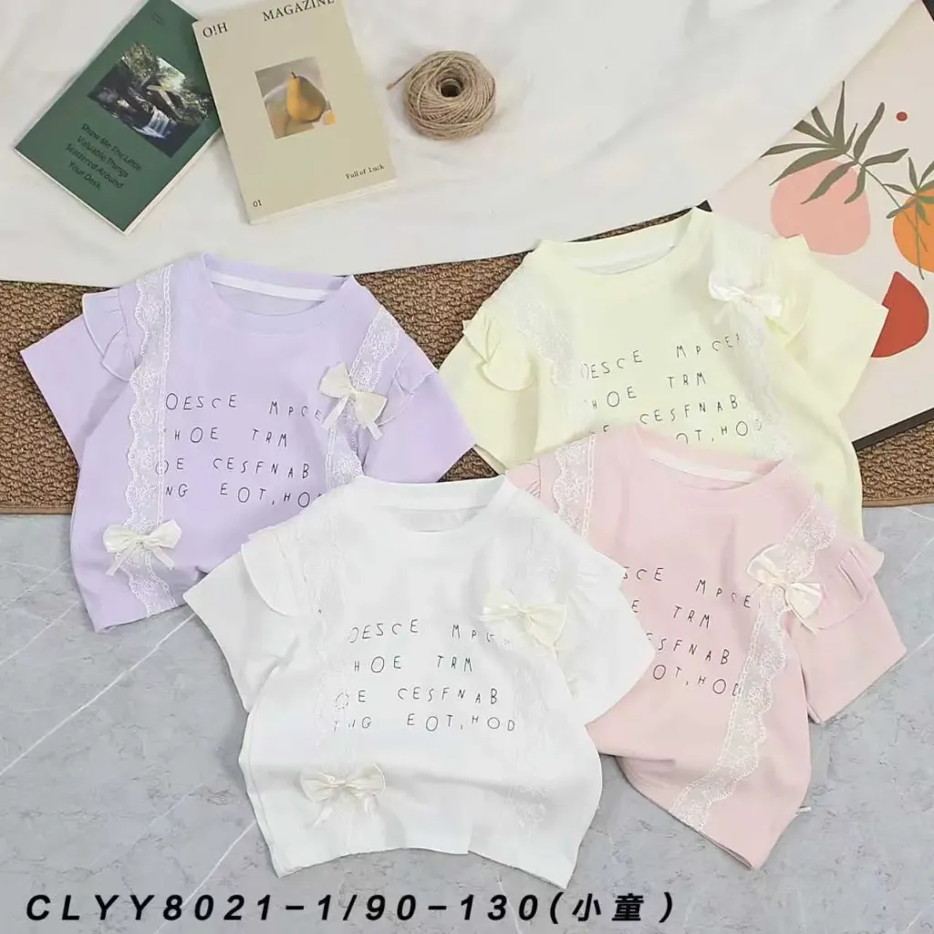 [250308021113] OESCEMPCE二竖花边短袖 (白色)