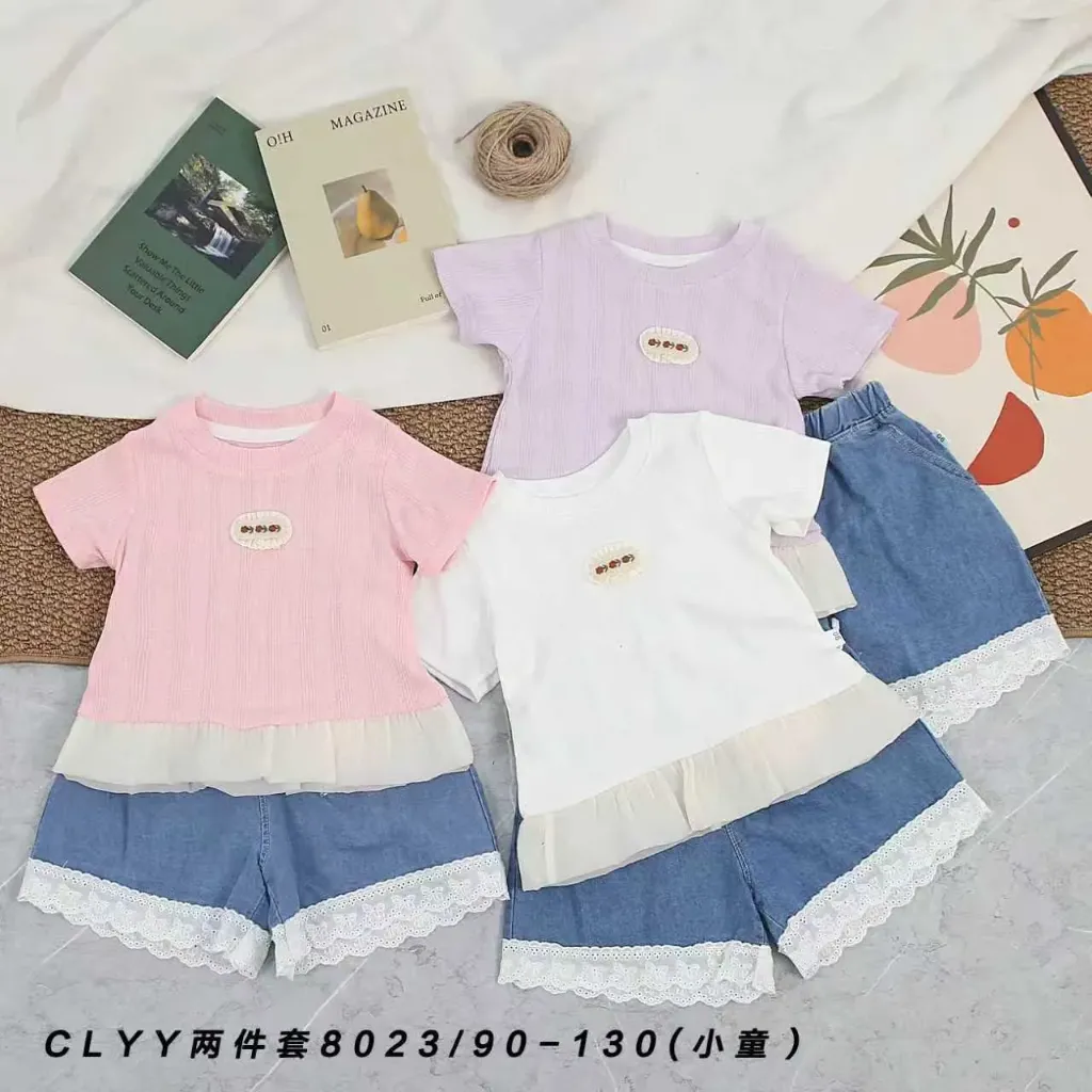 三花标竖纹布短袖二件套