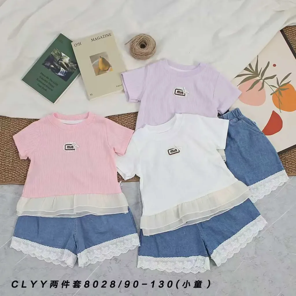 [250308028127] MIN标竖纹布短袖二件套 (白色)