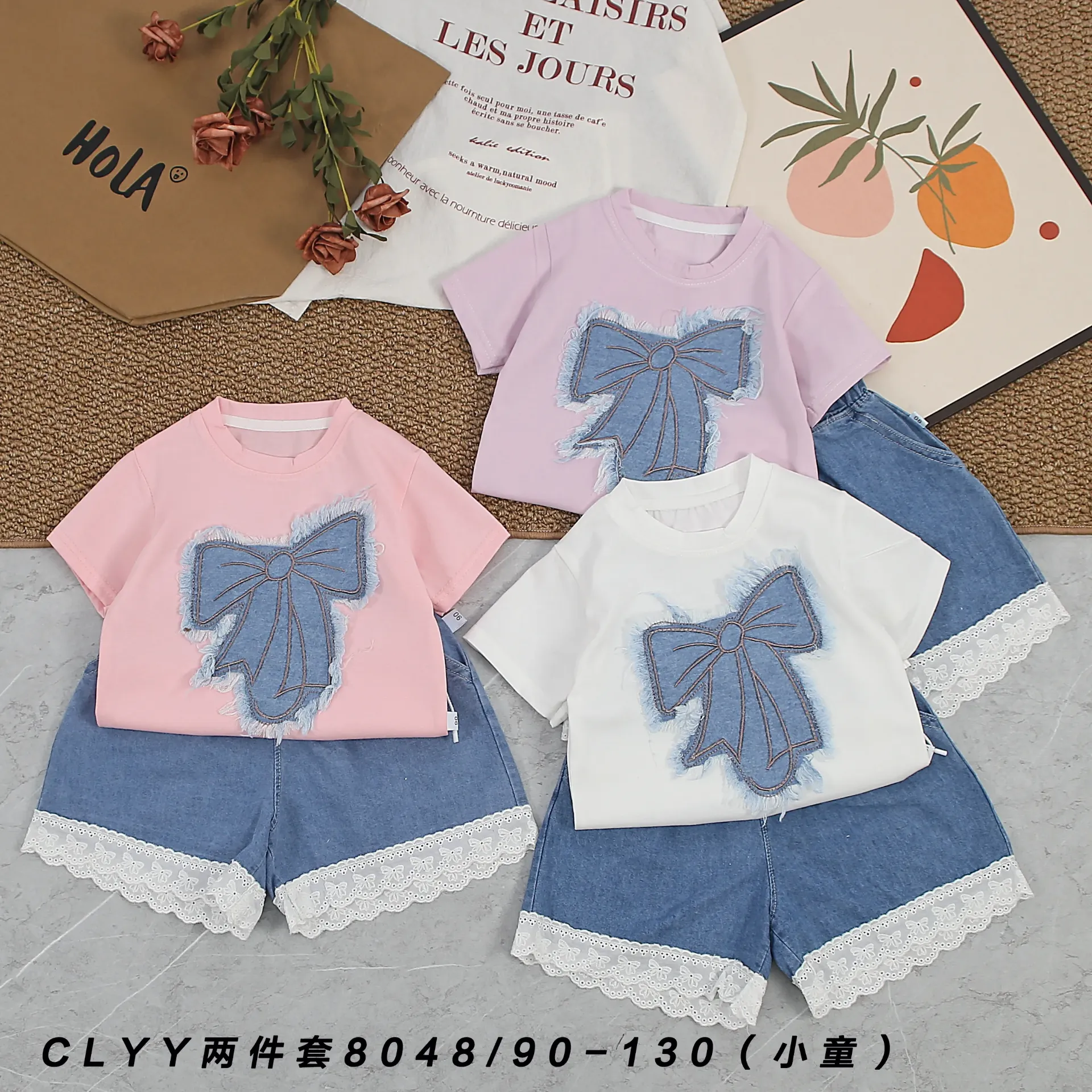 大蝴蝶结短袖二件套