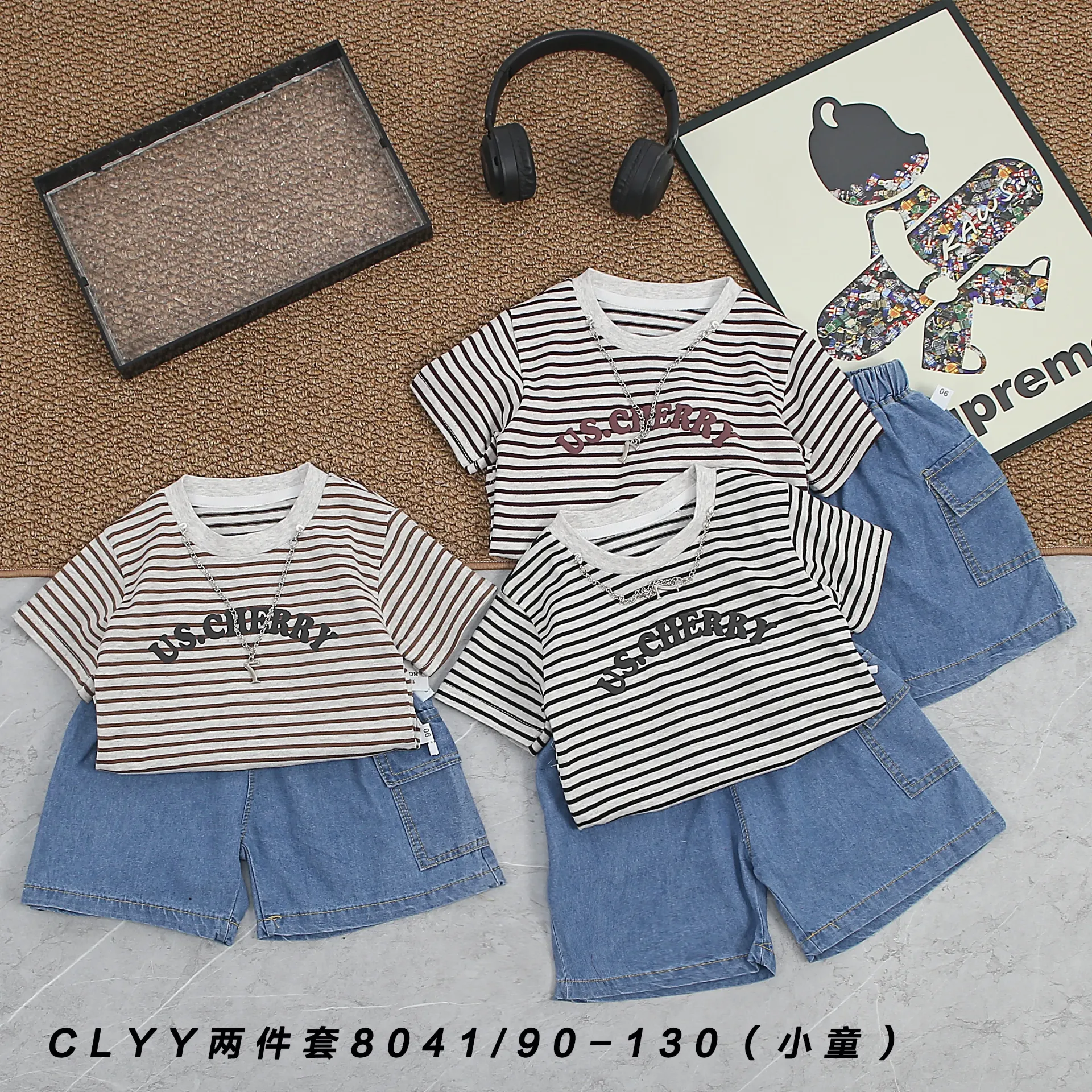 [250308041127] US.CHERRY短袖二件套 (黑色)