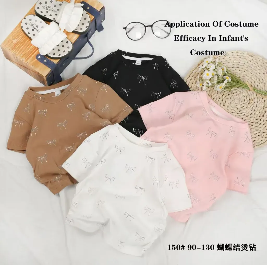 满蝴蝶结烫钻短袖