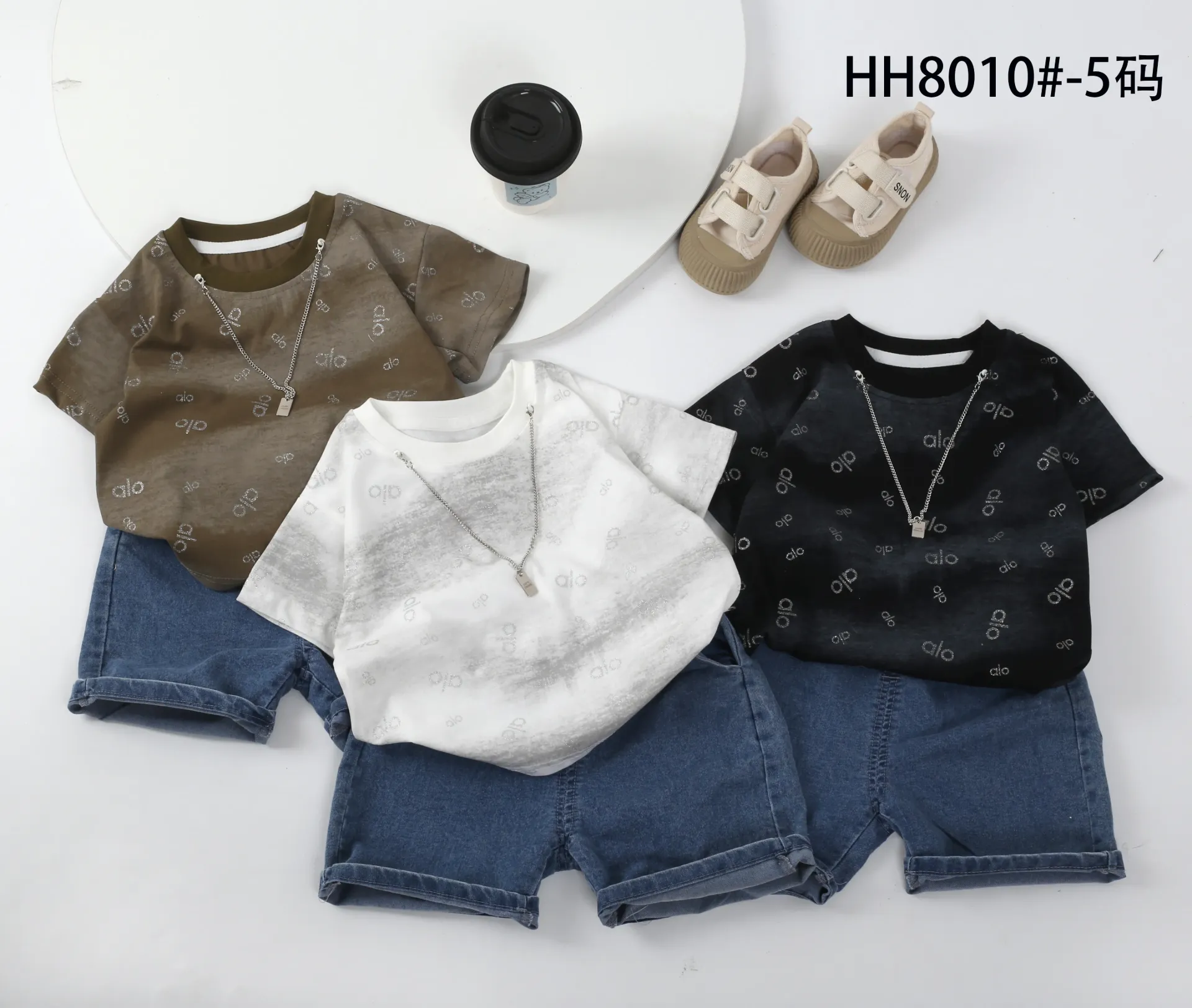 满印alo短袖二件套