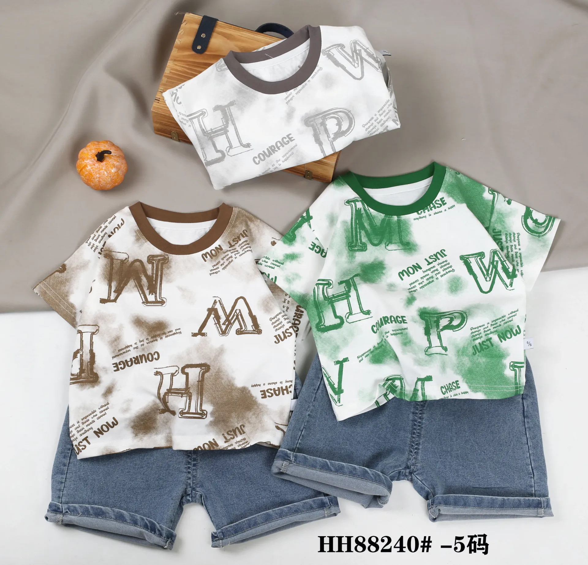 满印M/H/W/P短袖二件套