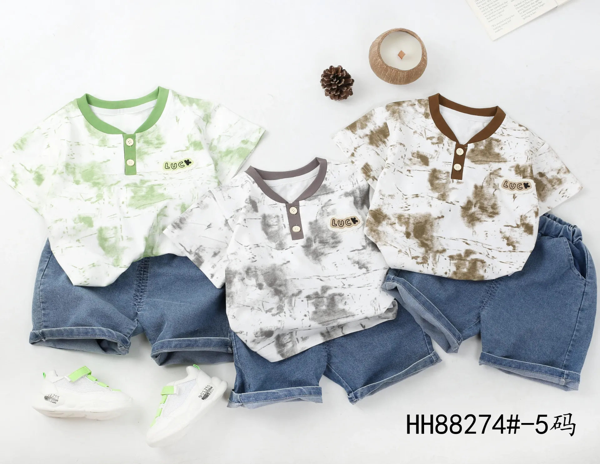 [250338274228] LUCK标短袖二件套 (棕色)