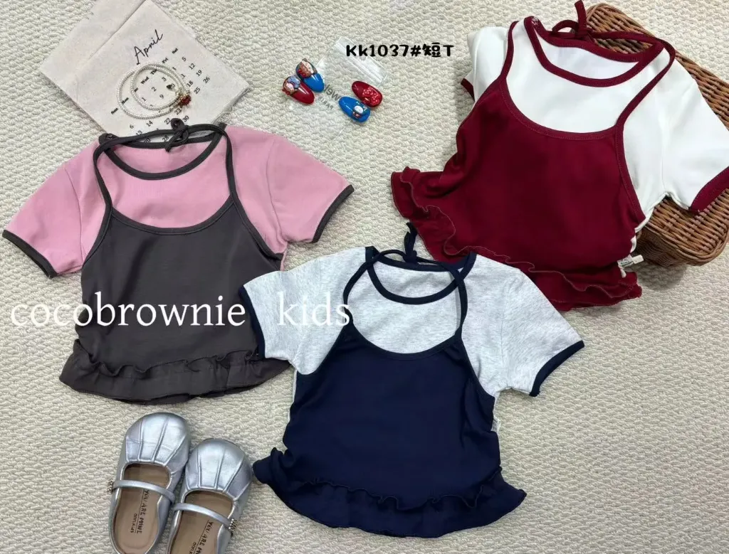 吊带短袖二件套