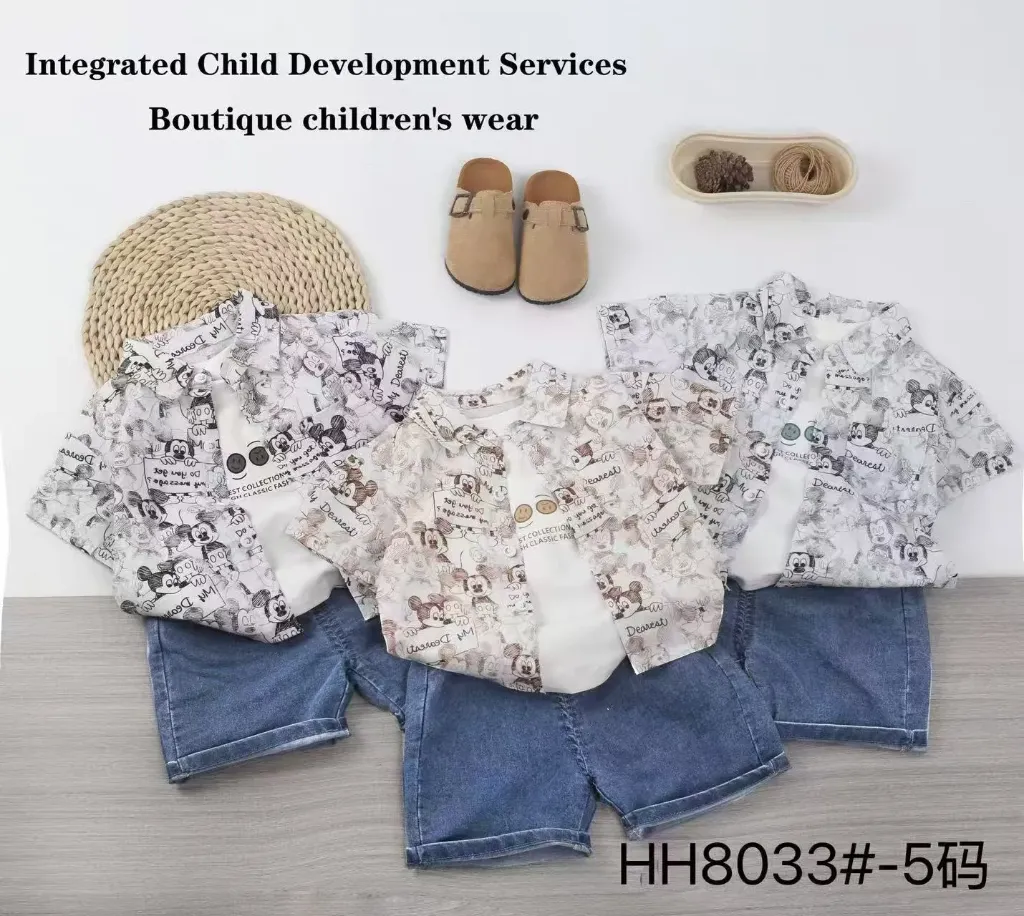 满印米奇衬衫三件套