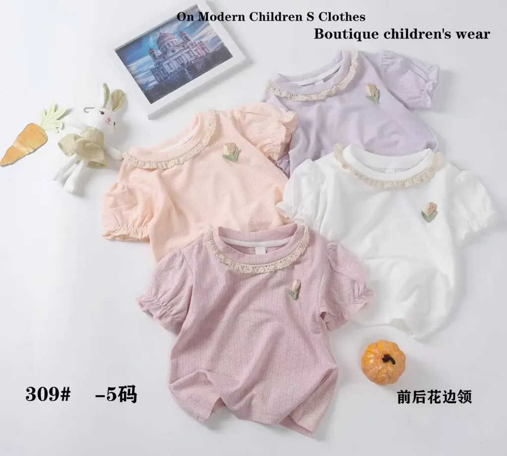 一叶花边领短袖