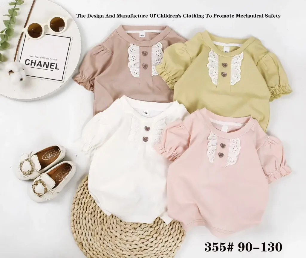 二爱心门襟花边短袖