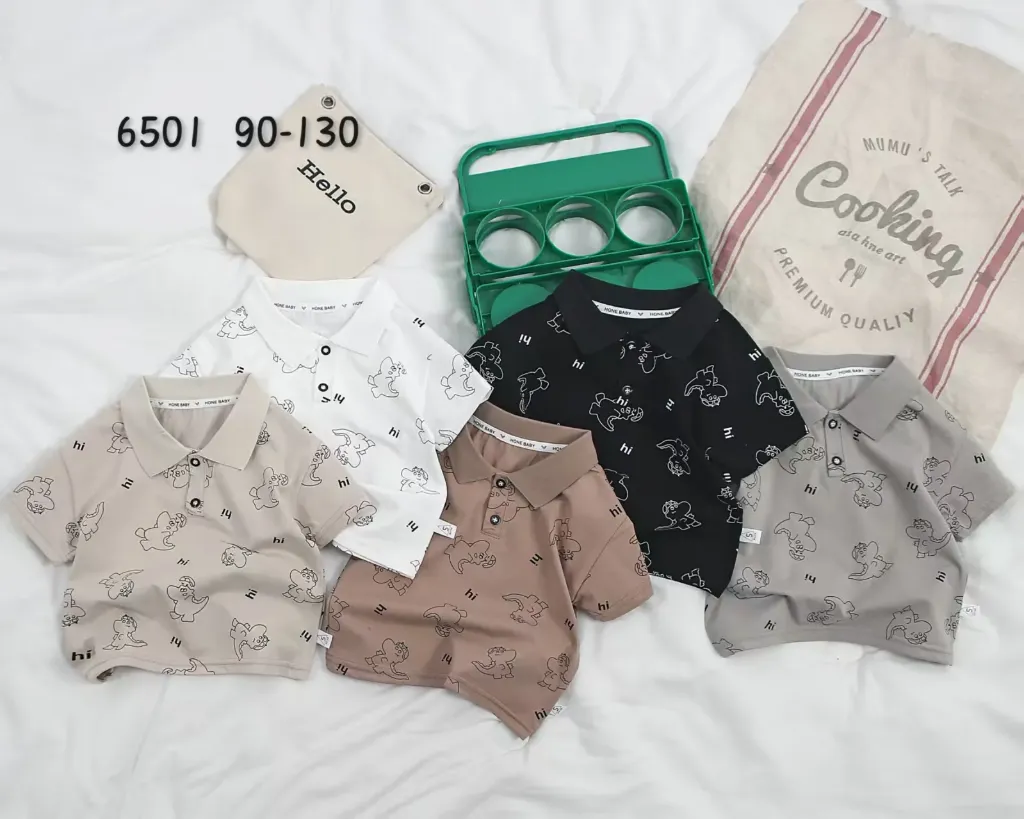 满印恐龙短袖polo衫