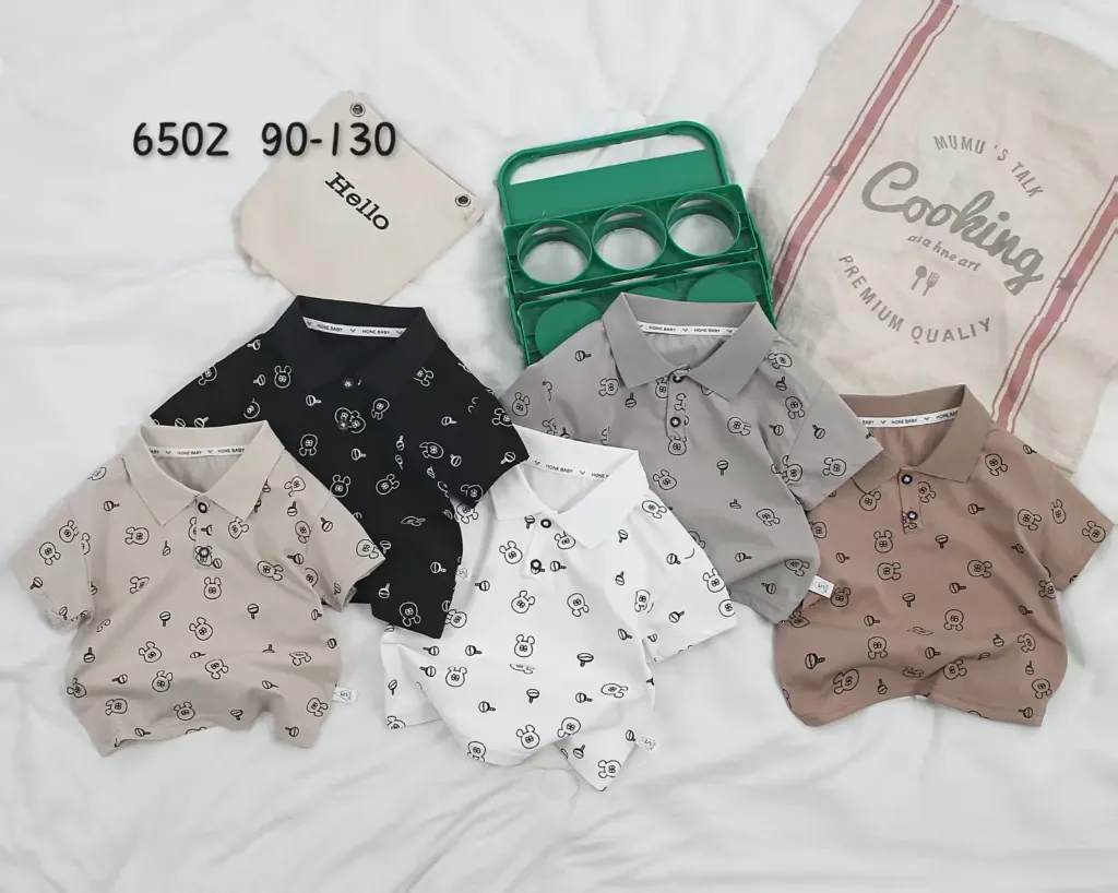 满印熊头短袖polo衫