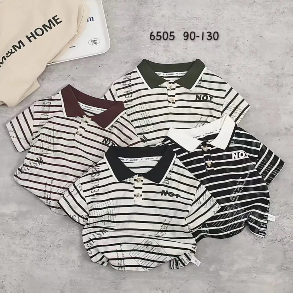 [250056505113] NOT条纹短袖polo衫 (白色)